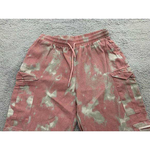 Unbranded (L) Large Drawstring Pull-cord Pull Red Gray Denim Cargo Jean Pants - Picture 4 of 13